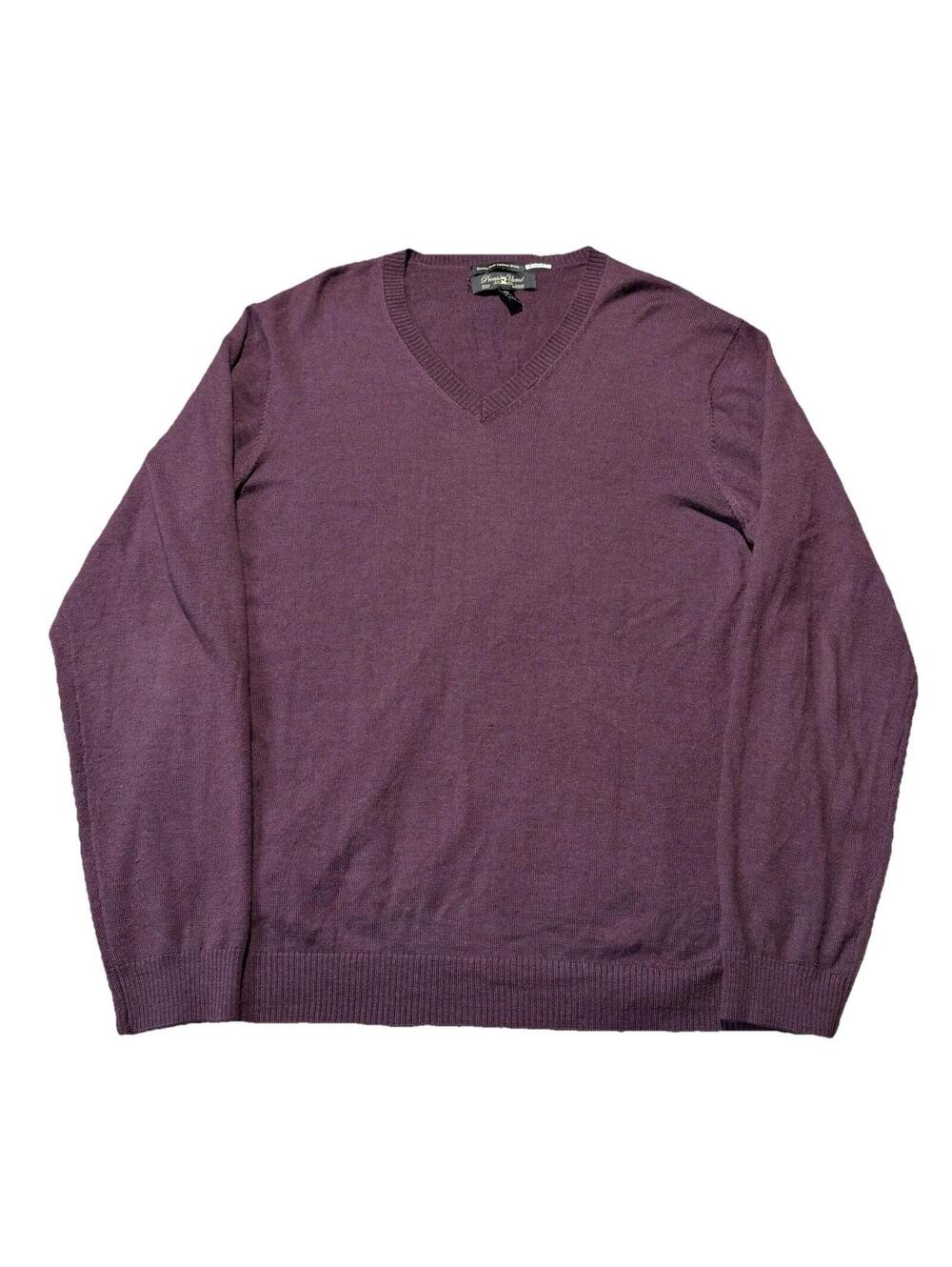 Pronto Uomo Men's 100% Extra Fine Merino Wool V-neck Sweater Size XL Purple